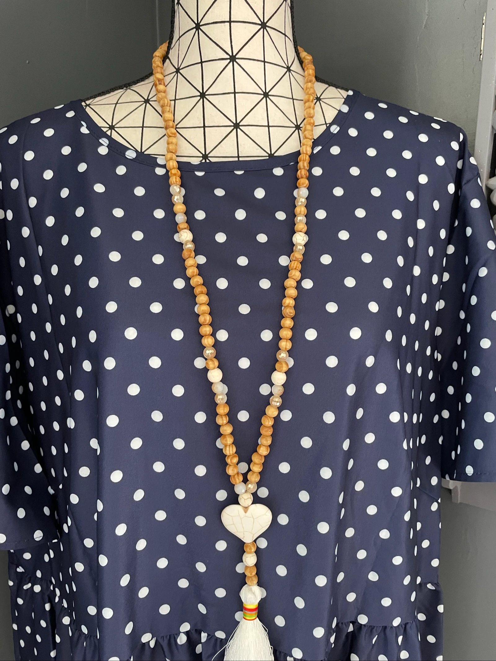 💖 vestido longo azul marinho com poás brancos plus size 54 fluido chique mangas curtas 💖 – photo 5